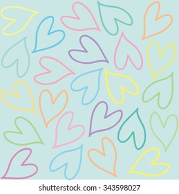 Seamless pattern with colorful hearts 