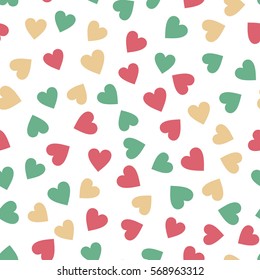 Seamless pattern with colorful hearts