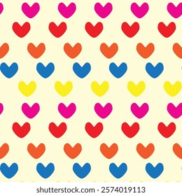 Seamless pattern with colorful hearts. Abstract vector flat background