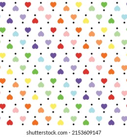Patrón inmaculado colorido de los corazones. Diseño para la reserva de recortes, decoración, tarjetas, artículos de papel, fondo, papel pintado, envoltura, tela y todos tus proyectos creativos. Ilustración vectorial