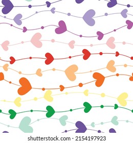 Sensación inmaculada de corazones coloridos. Diseño para la reserva de recortes, decoración, tarjetas, artículos de papel, fondo, papel pintado, envoltura, tela y todos tus proyectos creativos. Ilustración vectorial