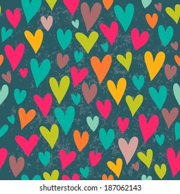 Seamless pattern with colorful hearts. Great for baby announcement, Valentine's Day, Mother's Day, Easter, wedding, scrapbook, gift wrapping paper, textiles.