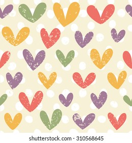 Seamless pattern with colorful hearts. Great for baby announcement, Valentine's Day, Mother's Day, Easter, wedding, scrapbook, gift, wrapping paper, textiles.
