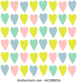 Seamless pattern with colorful hearts.  Multicolored cute background. Vector Illustration.