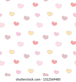 Seamless Pattern with Colorful Hearts on White Background