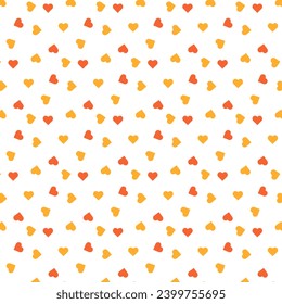 Seamless pattern of colorful hearts on a transparent background. Bright backgrounds for packaging. Vector illustration. Multicolored hearts