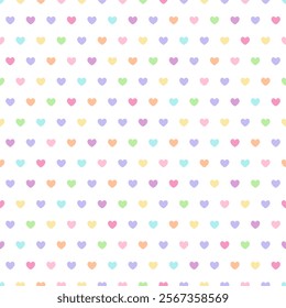 Seamless pattern with colorful hearts on white background. Valentine's day. Vector texture. 