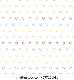 Seamless pattern with colorful hearts on a white background.Background for Valentine's Day