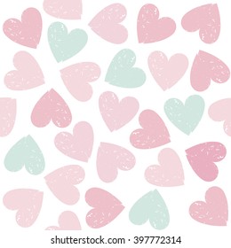 Seamless pattern with colorful hearts on Valentine's day. Stylish template can be used for wallpapers,  surface textures, textile, tile, kids cloth, pattern fills and more creative designs.