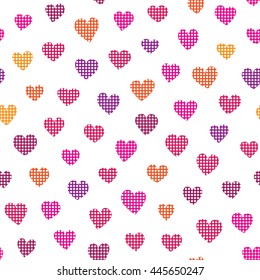 Seamless pattern with colorful hearts on a white background. Vector repeating texture.
