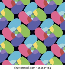 Seamless pattern with colorful hearts on abstract background.- vector illustration