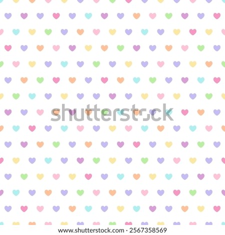 Seamless pattern with colorful hearts on white background. Valentine's day. Vector texture. 