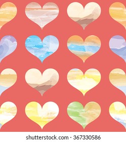 Seamless pattern of colorful hearts shape for background.
