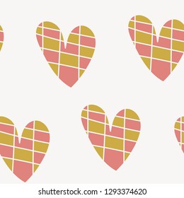 Seamless pattern with colorful hearts for Valentine day. Vector.