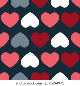 Seamless pattern of colorful hearts for Valentine's Day