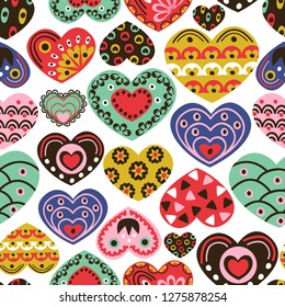 seamless pattern with colorful hearts  - vector illustration, eps
