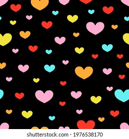 Seamless pattern with colorful hearts . Vector illustration.	