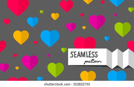 Seamless pattern with colorful hearts. Vector endless background.