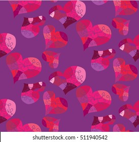 Seamless pattern with colorful hearts. Vector illustration.