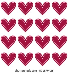 Seamless pattern with colorful hearts. Vector background.