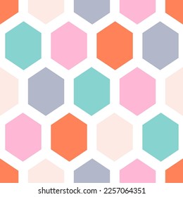 Seamless pattern with colorful hexagon design. Honeycomb seamless pattern