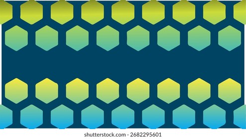 Modelo inconsútil con las Formas coloridas del gradiente del hexágono en tonos azules y verdes.
