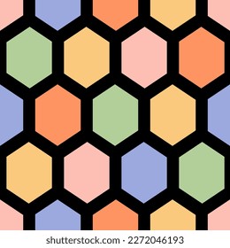 Patrón sin foco con hexágono colorido. Patrón sin fisuras de Honeycomb.