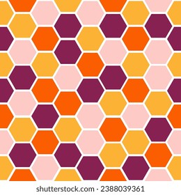 Seamless pattern with colorful honeycombs