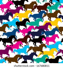 Seamless pattern with colorful horse/ pattern with symbol of year 