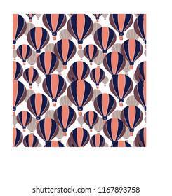 Seamless pattern with colorful hot air balloons flying in the air 