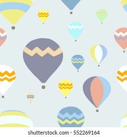 Seamless pattern with colorful hot air balloons.