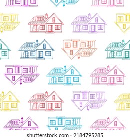 Seamless Pattern of colorful Houses illustration
