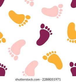 Seamless pattern with colorful human feet