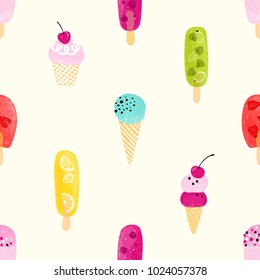 Nahtloses Muster mit buntem Eis. Vektorsommer-Illustration.