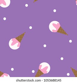 Seamless pattern with colorful ice cream cone. Vector illustration.