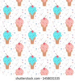 Seamless pattern with colorful ice cream. Vector illustration.