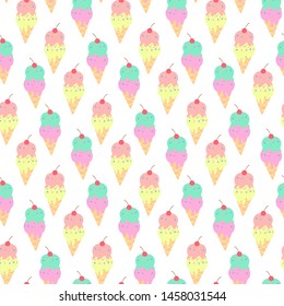 Seamless pattern with colorful ice cream. Vector illustration.
