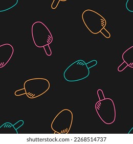 Seamless pattern with colorful ice cream and black background