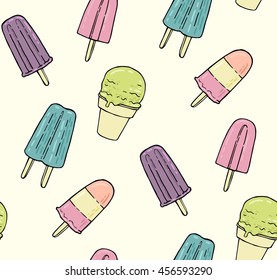 Seamless pattern with colorful ice cream
