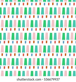 seamless pattern of colorful ice cream on stick