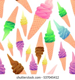 Seamless pattern with colorful ice cream, vector illustration