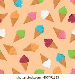 Seamless pattern with colorful ice cream.Collection of ice cream