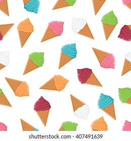 Seamless pattern with colorful ice cream.Collection of ice cream