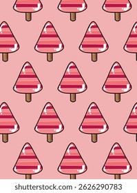 Seamless pattern of colorful ice creams in a fun, cartoon style. Bright and playful design perfect for summer products, kids' items, textiles, wrapping paper, and backgrounds.