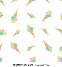 Seamless pattern with colorful ice-cream. Vector illustration.