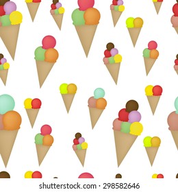 Seamless pattern - colorful ice-cream (vector)