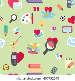 Seamless pattern. Colorful icons.Education.Technologies