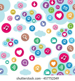 Seamless pattern. Colorful icons.Education.Technologies