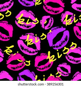 Seamless pattern. A colorful image in pop art style. Drawing imitation paints and brush.