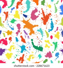 Seamless pattern with colorful ink splashes. Abstract background. Vector illustration.